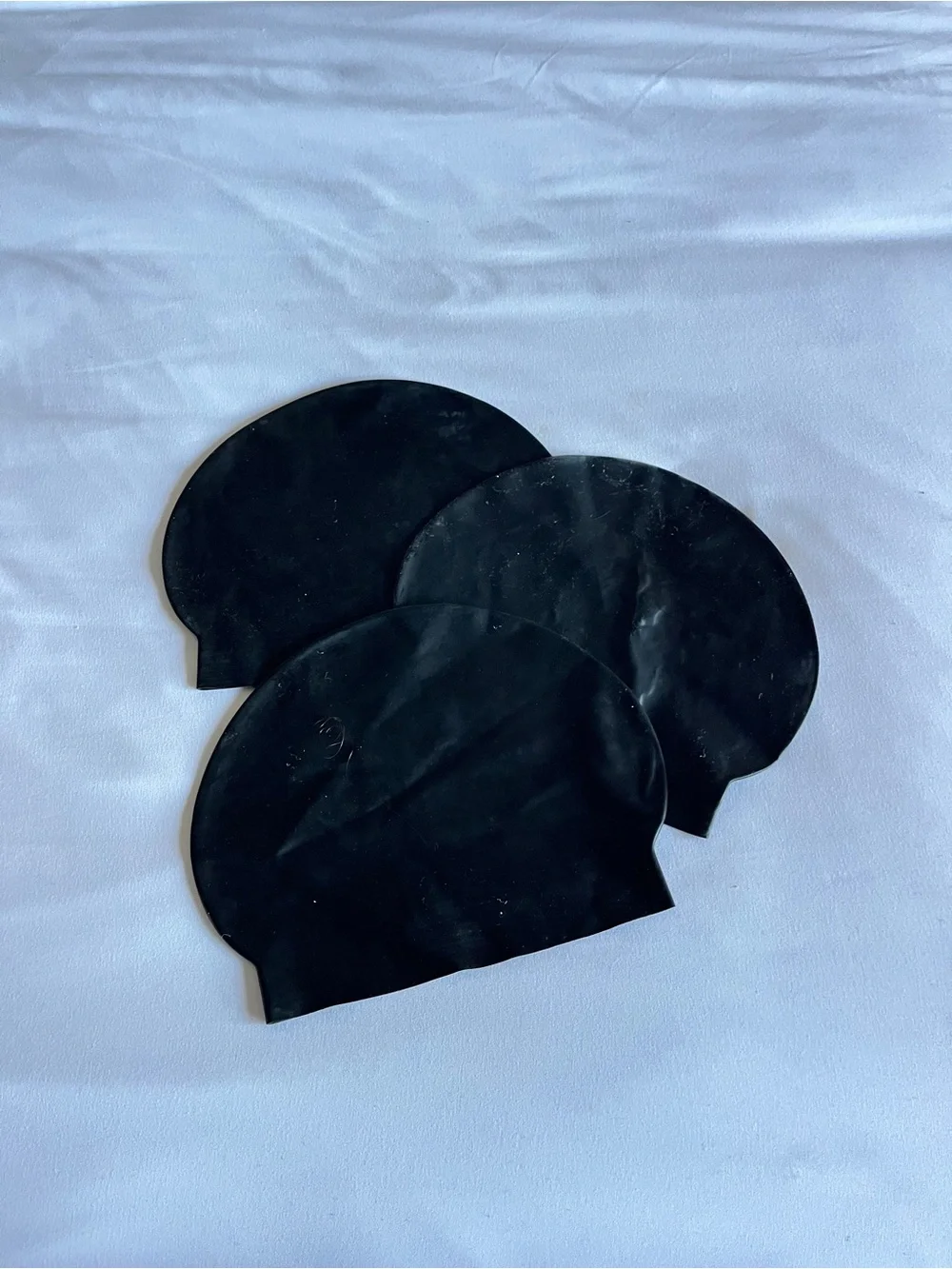 Black Latex Swim Cap Lot of 3 Stretch Waterproof Swim Cap